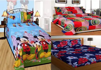 3 Pcs Double Bedsheets with 6 Pillow covers Combo